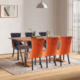 2x PU Faux Leather & Velvet Dining Chairs-Black & Orange