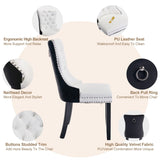 2x PU Faux Leather & Velvet Dining Chairs-White & Black