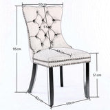 2x PU Faux Leather & Velvet Dining Chairs-White & Black