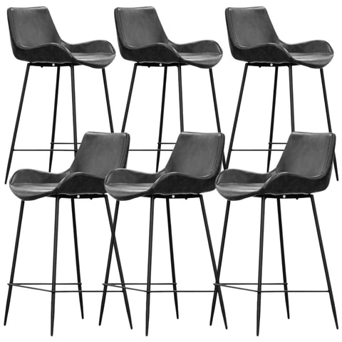 Brando  Set of 6 PU Leather Upholstered Bar Chair Metal Leg Stool Vintage Grey